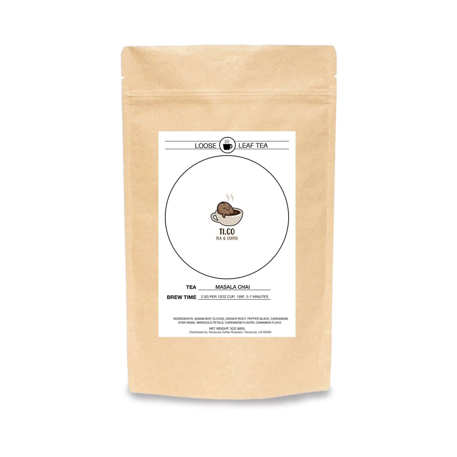 Ti.co Masala Chai loose leaf tea package - premium coffee and tea blends