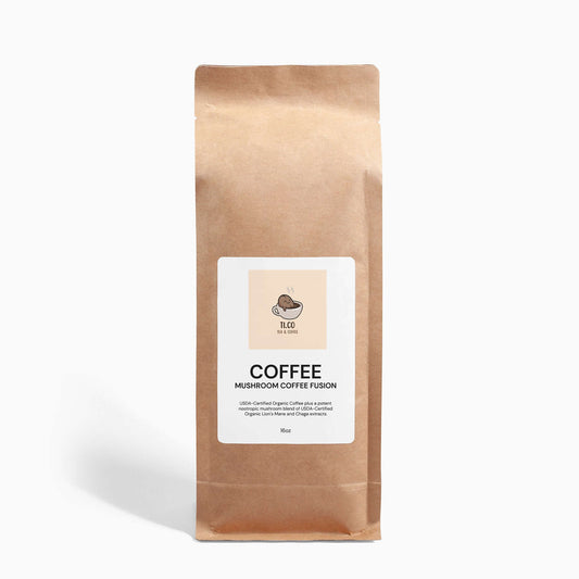 Ti.co mushroom coffee fusion in a brown bag - energize your day with organic coffee and mushroom blend. Perfect for coffee and tea lovers.