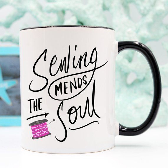 Sewing Coffee Mug, Sewing Mends The Soul, Quilting - Premium Mugs from Magenta Shadow - Just $17.60! Shop now at KXX  TI.CO