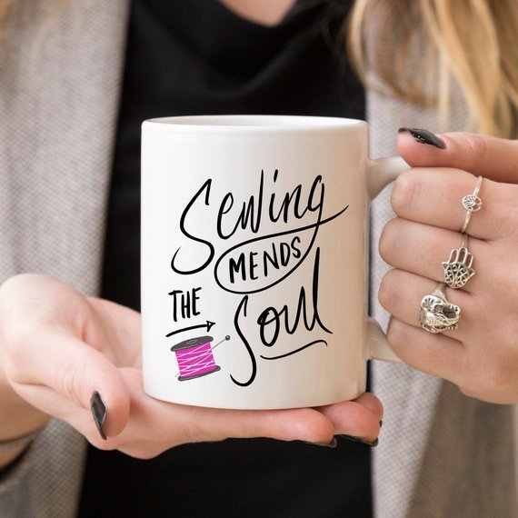 Sewing Coffee Mug, Sewing Mends The Soul, Quilting - Premium Mugs from Magenta Shadow - Just $17.60! Shop now at KXX  TI.CO