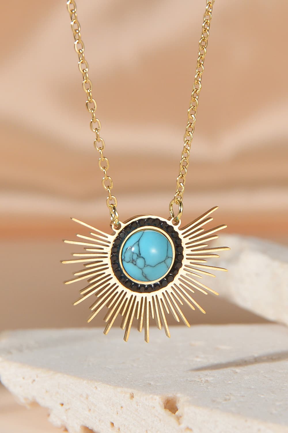 Turquoise 14K Gold Plated Pendant Necklace - KXX  TI.CO